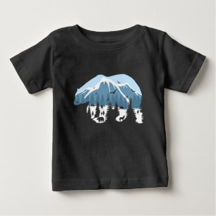 Wild Nature Polar Bear Wolves Mountain Forest Art Baby T-Shirt