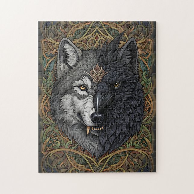 Wild Nature Wolf Crow-Raven  Jigsaw Puzzle (Vertical)
