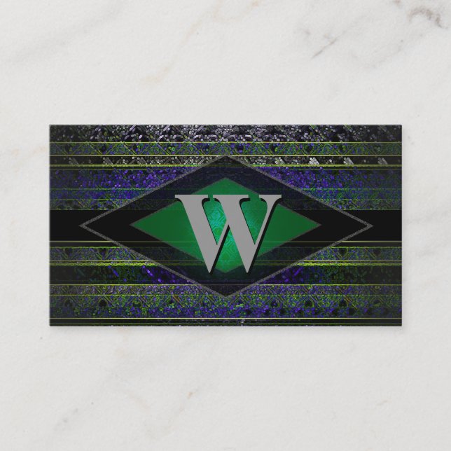 Wild Neon Stripes Monogram Business Cards Template (Front)