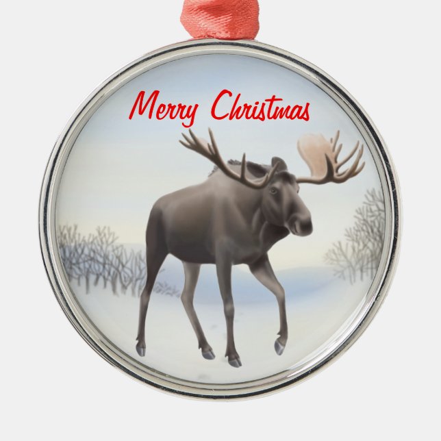 Wild Northern Moose Customisable Ornament (Front)