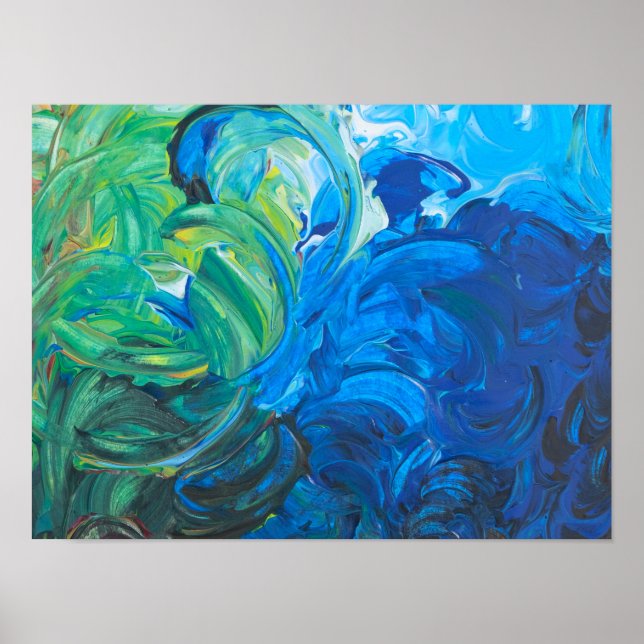 Wild Ocean Deep Blue Sea Abstract Poster (Front)