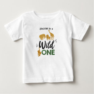 Wild one 1st birthday Animals Black Gold T-Shirt