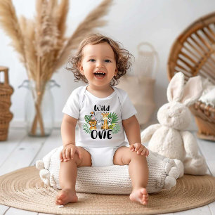 Wild One 1st Birthday Baby Cute Safari  Bodysuit