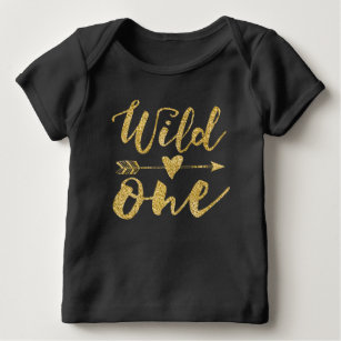 Wild One | 1st Birthday Black & Golden Baby T-Shirt