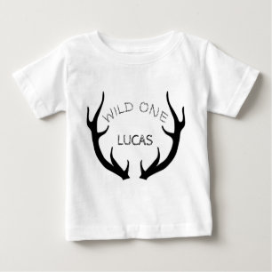 Wild One 1st Birthday Deer Antlers Baby T-Shirt