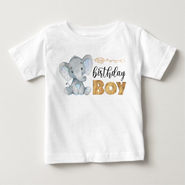 Wild One 1st Birthday Elephant Baby T-Shirt (Front)