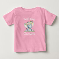 Wild One 1st Birthday Flower Crown Elephant Pink