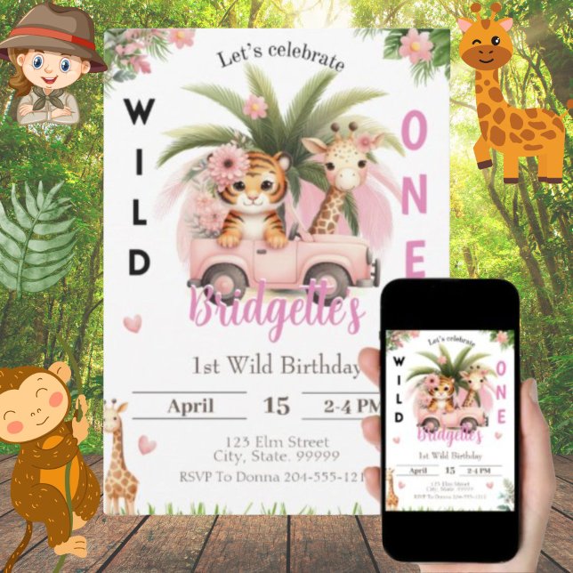 Wild One 1st Birthday Girl  Invitation (Creator Uploaded)