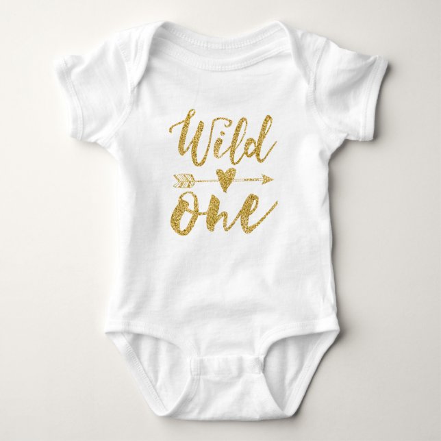 Wild One | 1st Birthday Golden Baby Bodysuit (Front)