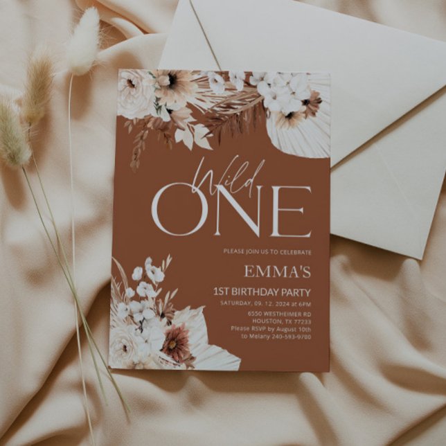 Wild One 1st Birthday Invitation Boho Terracotta (Creator Uploaded)