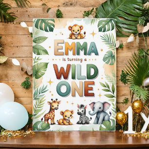 Wild One 1st Birthday Invitation Card - Emma