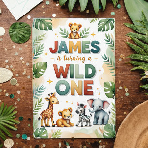 Wild One 1st Birthday Invitation Card - James