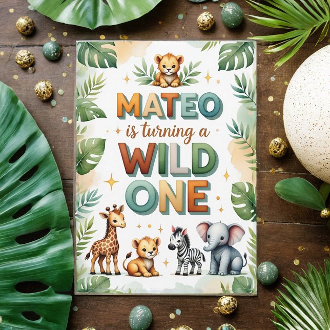 Wild One 1st Birthday Invitation Card - Mateo (Creator Uploaded)