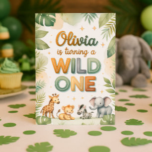 Wild One 1st Birthday Invitation Card - Olivia