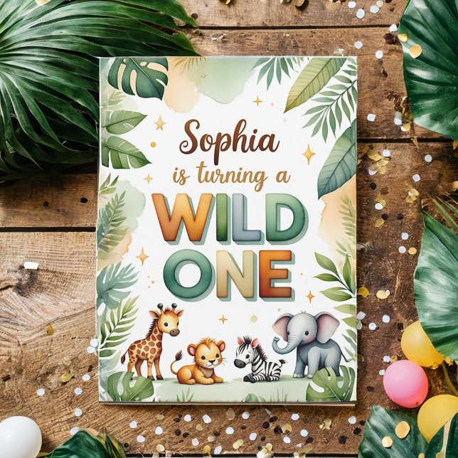 Wild One 1st Birthday Invitation Card - Sophia (Creator Uploaded)