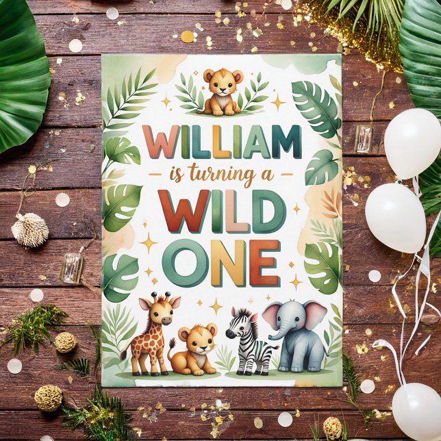 Wild One 1st Birthday Invitation Card - William (Creator Uploaded)