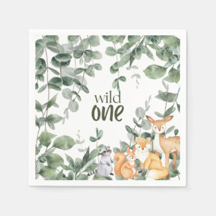 Wild One 1st Birthday Invitation Woodland Safari  Napkin