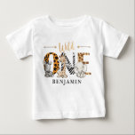 Wild One 1st Birthday Jungle Baby T-Shirt<br><div class="desc">Wild One 1st Birthday Jungle Baby T-Shirt
Cute Safari 1st birthday t shirt featuring jungle animals. Personalize with a child's name.</div>