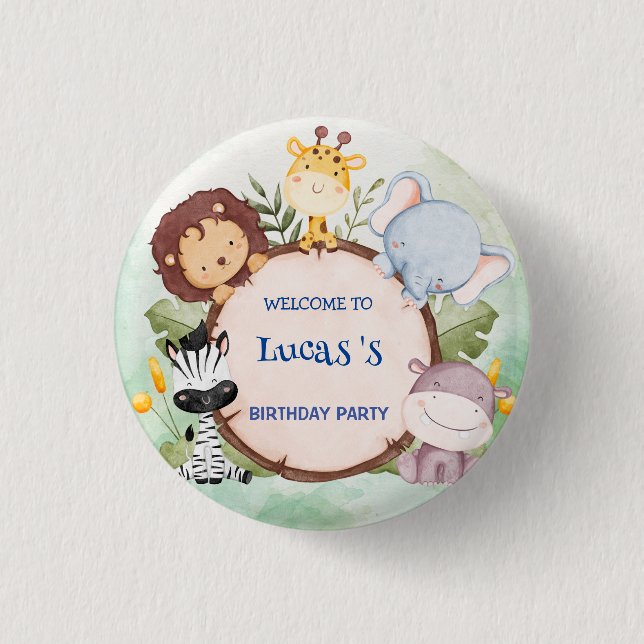 wild one 1st birthday jungle safari Birthday party 3 Cm Round Badge (Front)