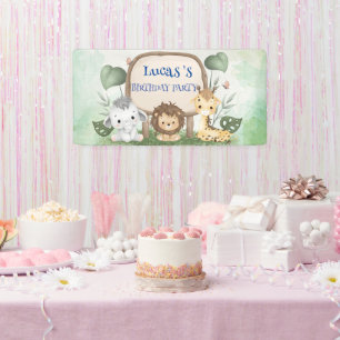 wild one 1st birthday jungle safari Birthday party Banner