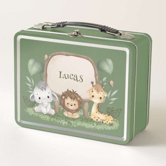 wild one 1st birthday jungle safari Birthday party Metal Lunch Box (Front)