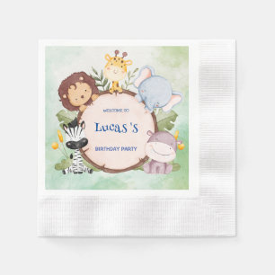 wild one 1st birthday jungle safari Birthday party Napkin