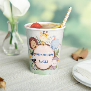 wild one 1st birthday jungle safari Birthday party Paper Cups