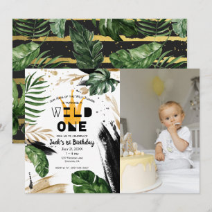 Wild One 1st Birthday King of Things Crown Invitation