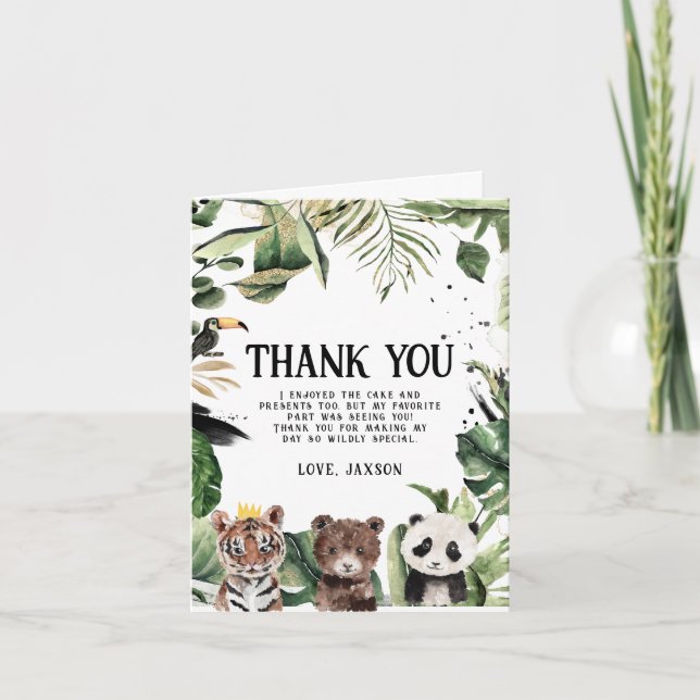 Wild One 1st Birthday | King of Things Crown  Thank You Card (Front)