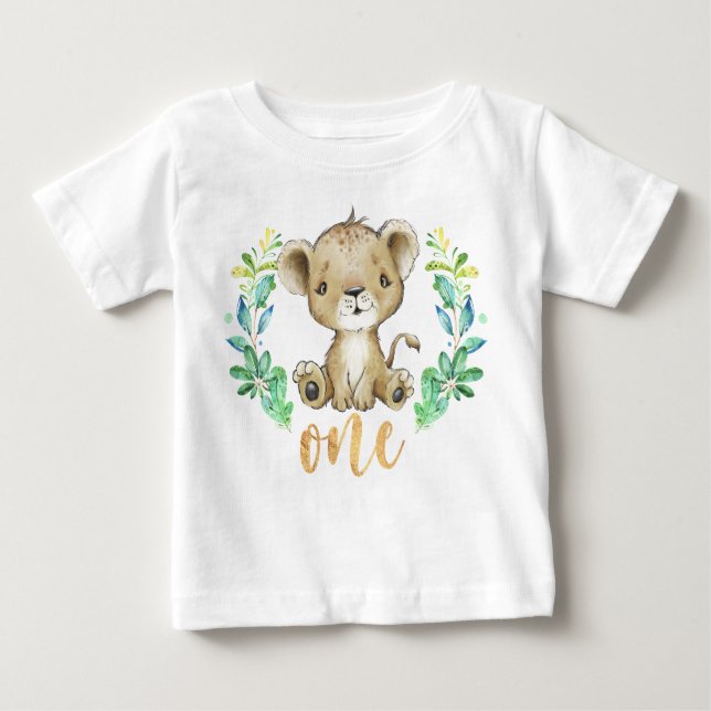 Wild One 1st Birthday Lion Baby T-Shirt (Front)