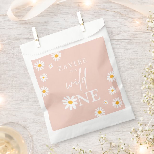 Wild One 1st Birthday Party Bohemian Retro Daisy Favour Bag (Clipped)