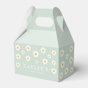 Wild One 1st Birthday Party Boho Sage Green Daisy Favour Box