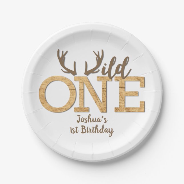 Wild One 1st Birthday Party Paper Plate (Front)