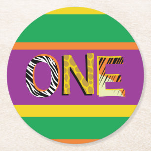 Wild One 1st Birthday Party Safari Round Paper Coaster