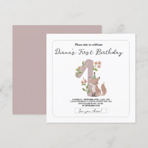 wild one,1st birthday party,woodland animals,fores invitation