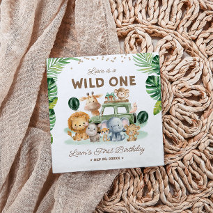 Wild One 1st Birthday Safari Animals Napkin