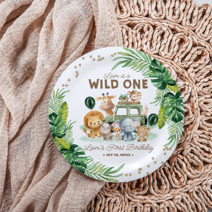 Wild One 1st Birthday Safari Animals Paper Plate