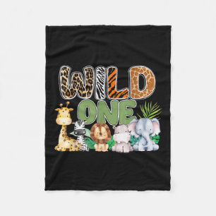 Wild One 1st Birthday Safari Family Matching Fleece Blanket