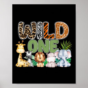 Wild One 1st Birthday Safari Family Matching  Poster