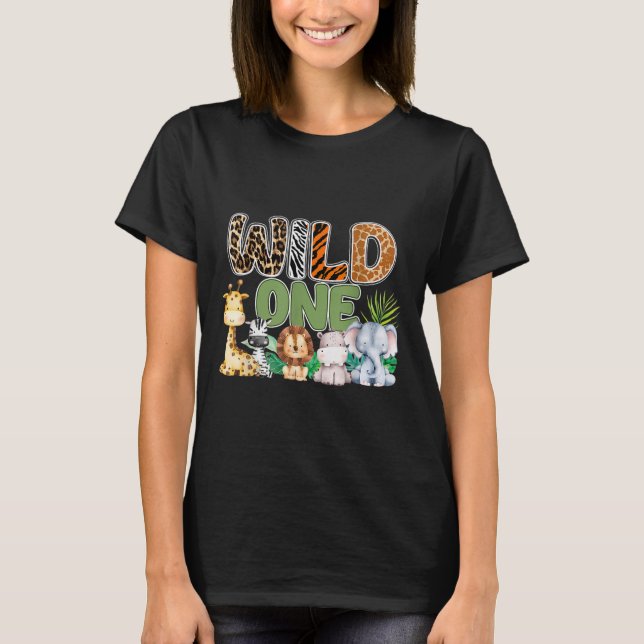 Wild One 1st Birthday Safari Family Matching  T-Shirt (Front)