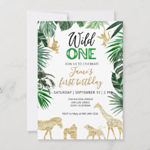 Wild one 1st birthday Safari Invitation