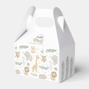 Wild One 1st Birthday Safari Jungle Animals Favour Box