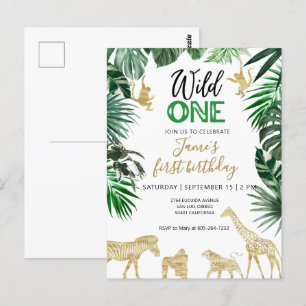 Wild one 1st birthday Safari  Postcard