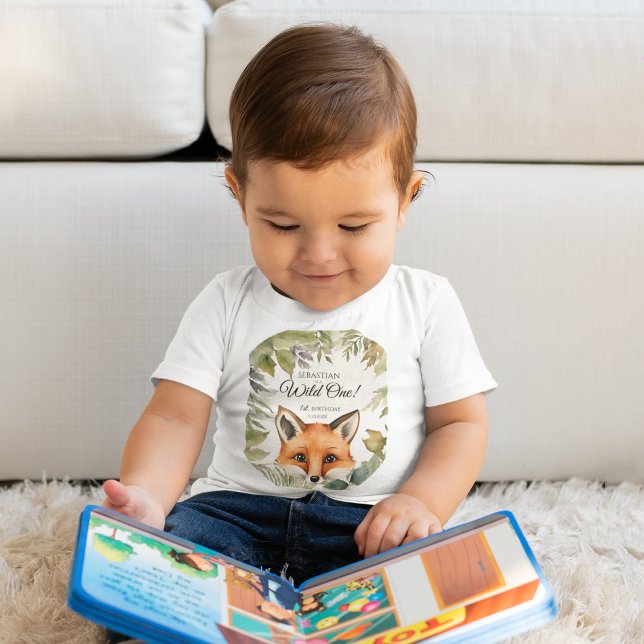 Wild One 1st Birthday Woodland Fox Baby T-Shirt (Creator Uploaded)