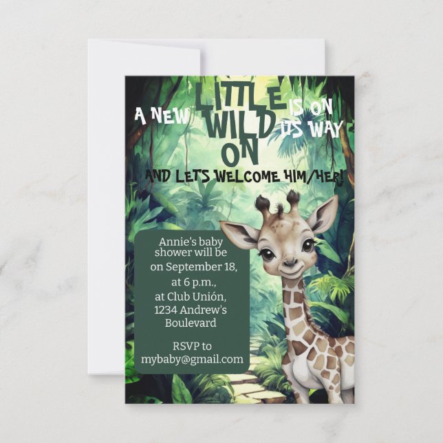 Wild One Adventure: Safari-themed Baby Shower  Invitation (Front)