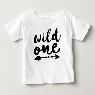 Wild One and Arrow Black   Boho   One Year Old Baby T-Shirt