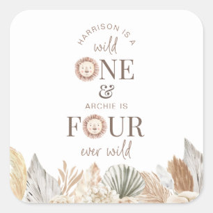 Wild One and Four Ever Wild Joint Party Square Sticker
