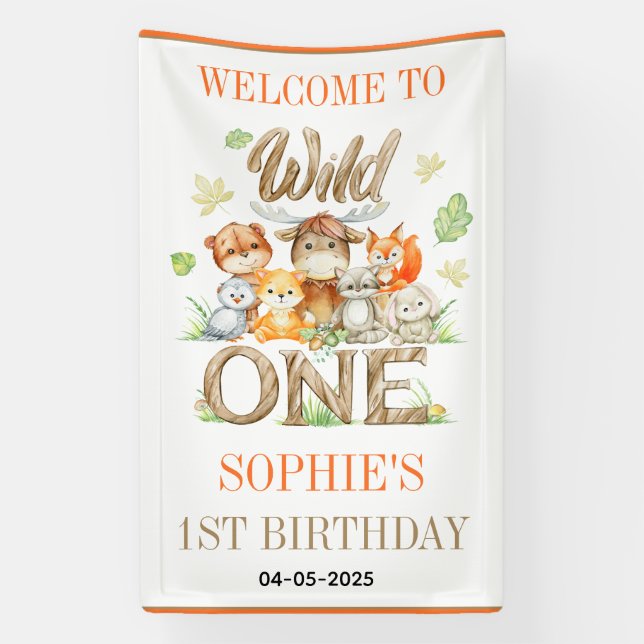 Wild One Animal 1st Birthday Party | Safari Jungle Banner (Vertical)
