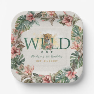Wild One Animal Guepard Baby Boy 1st Birthday Paper Plate