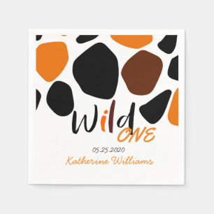 Wild One Animal Pattern Birthday Paper Napkin
